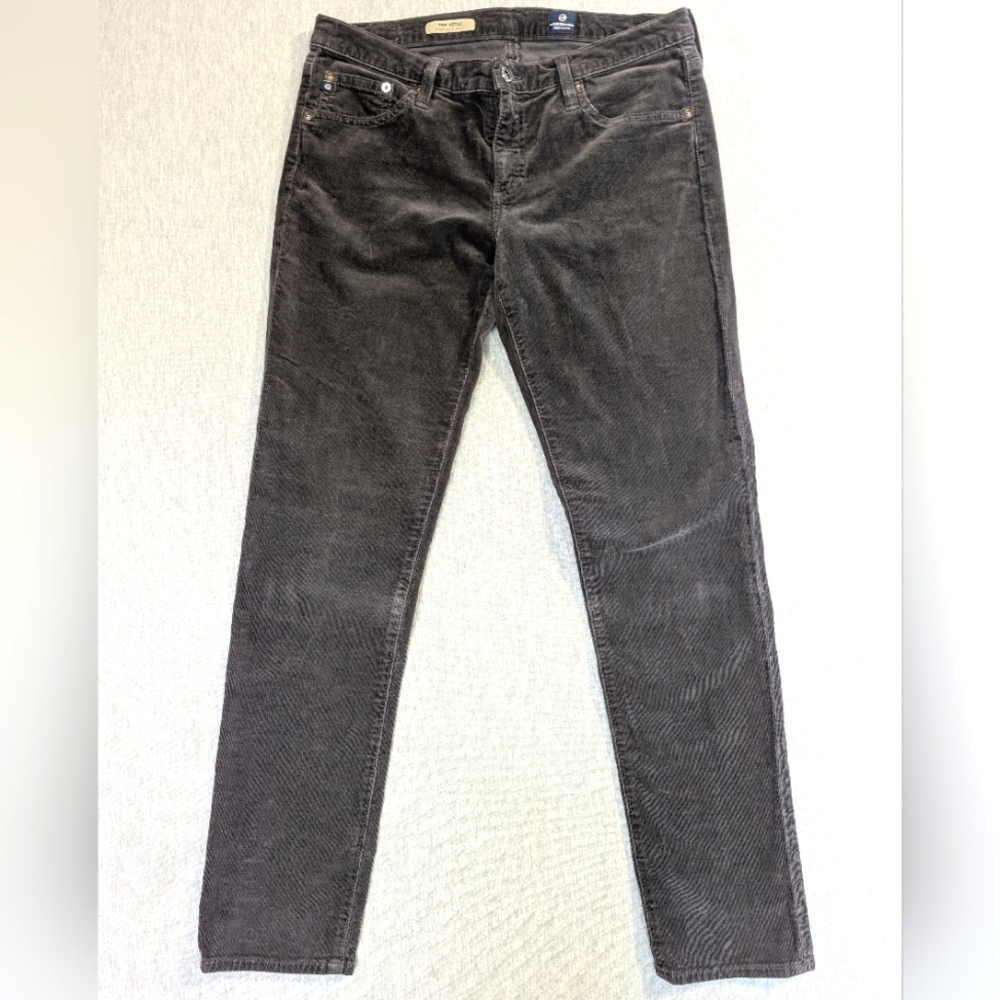 AG Adriano Goldschmied Corduroy Jeans Women's 31R Gray The Stilt Cigarette